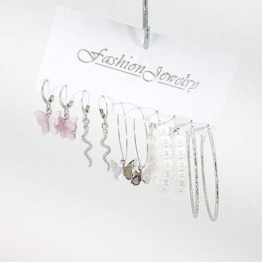 Shop Online Rosy Lane 5 Sets Assorted Stud and Hoop Earrings Silver - Makeup Warehouse