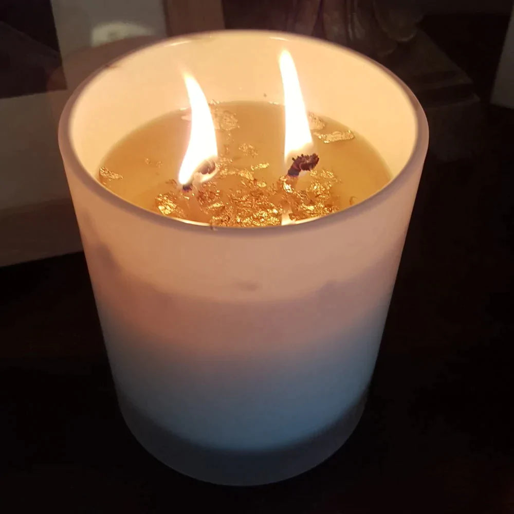 Rosy Gold Double Scented Candles Large Frosted Satin - Vanilla Bean