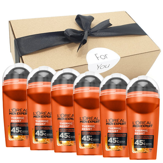 The Men's Gift Box - 6pk LOreal Men Expert Thermic Resist 48h Anti Perspirant Deodorant Roll On 50ml