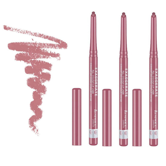 Rimmel Dusty Rose Pink Shop Online - 3pk Rimmel Exaggerate Lip Liner 063 Eastend Snob - Makeup Warehouse
