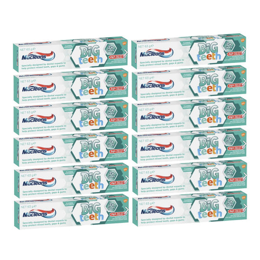 12 x Macleans Toothpaste Kids Big Teeth for Children 7+ Years Old - Mint 63g
