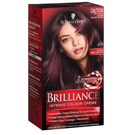 6 x Schwarzkopf Brilliance Intense Colour Creme Hair Colour - 49 Dark Red Violet