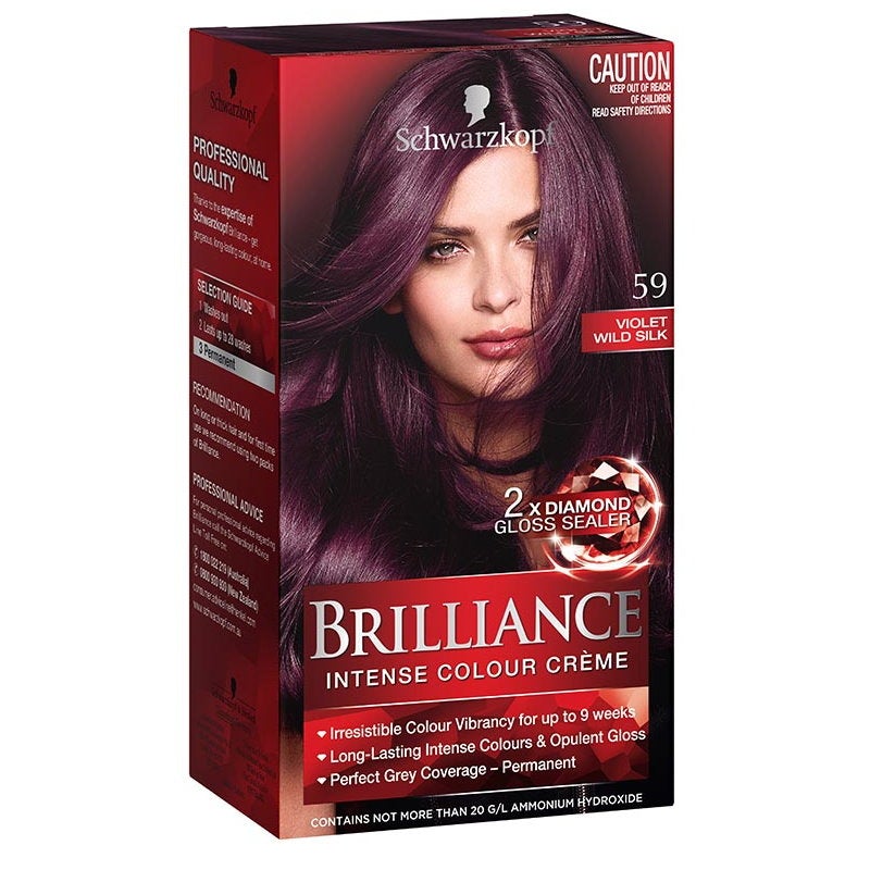 3x Schwarzkopf Brilliance Intense Colour Creme Hair Colour - 59 Violet Wild Silk