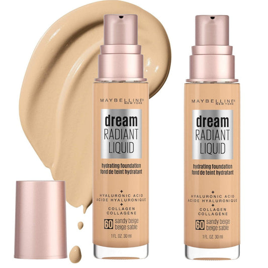 Shop Online Makeup Warehouse - 2 x Maybelline Dream Radiant Liquid Foundation 30ml 60 Sandy Beige