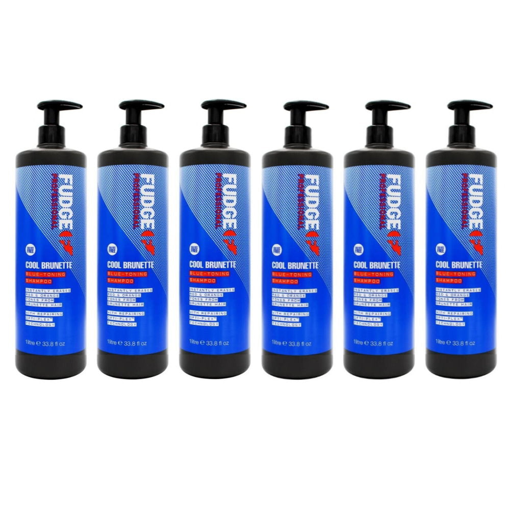 6 x Fudge Professional Blue Toning Shampoo Cool Brunette 1L