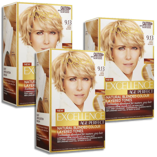 LOreal Blonde Hair Shop Online Makeup Warehouse - 3 x LOreal Age Perfect Hair Colour 9.13 Light Crème Blonde