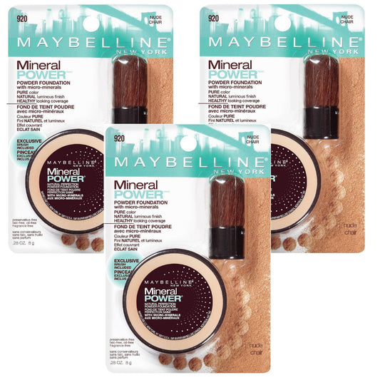 Buy Online 3pk Maybelline Mineral Power Powder Foundation 920 Nude - Makeup Warehouse Australia 