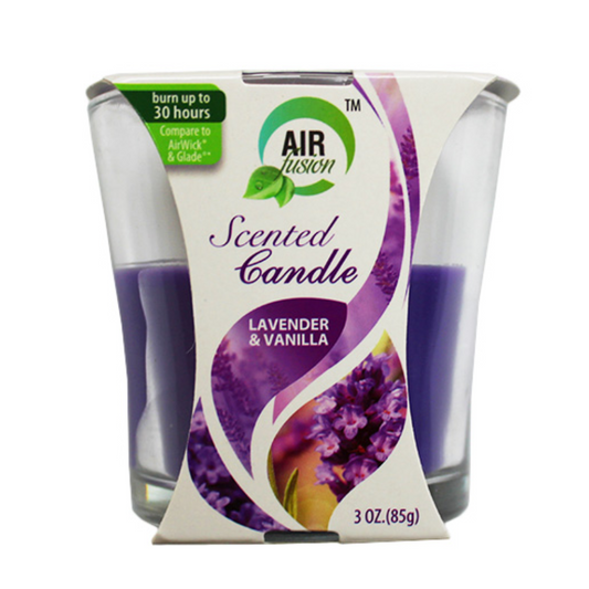 3 x Air Fusion Scented Candle Lavender & Vanilla 85g, Berry Blast 85g, Vivid Vanilla 85g