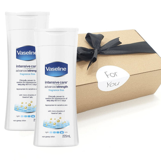 Gift Box - 2pk Vaseline Advanced Strength Dry Skin Rescue Body Lotion Moisturiser 225ml - Makeup Warehouse