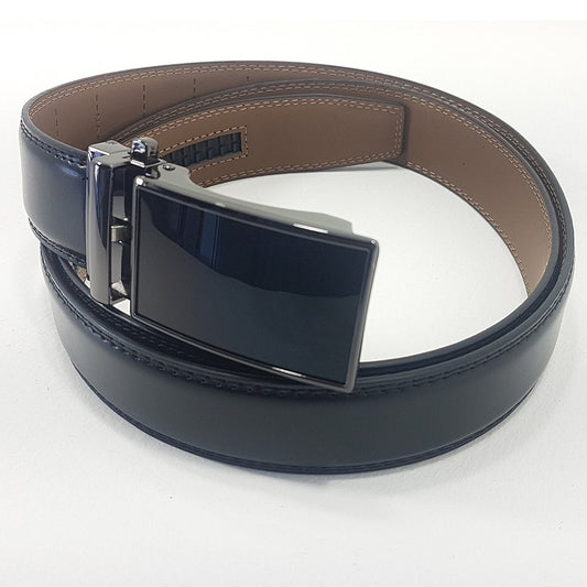 OSKA Men’s Belt Genuine Leather Automatic Buckle Carbon Fibre Black Chrome - Makeup Warehouse Australia