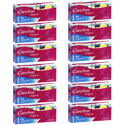 12 x Carefree Original Tampons Regular 20 pack
