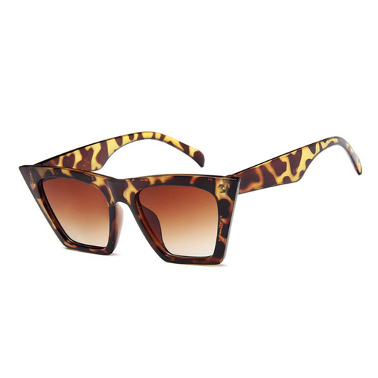 Rosy Lane Cat Eye Bold Frame Sunglasses - Leopard