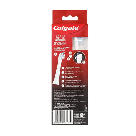 Colgate Optic White Pro Series 4 Replacement Brush Heads fit any Colgate Pro Clinical Electric Toothbrush