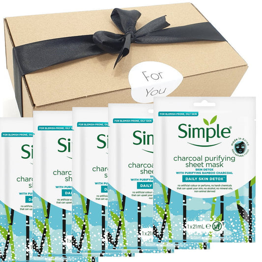 Buy Gift Box 5 pack Simple Daily Skin Detox Charcoal Purifying Sheet Mask 21ml - Makeup Warehouse Shop Online