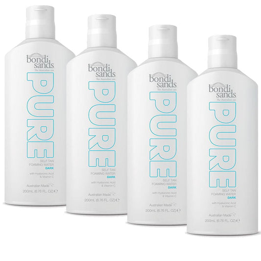 Buy 4pk Bondi Sands Pure Self Tan Foaming Water Dark 200mL - Makeup Warehouse Australia