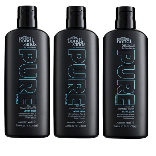 Buy 3pk Bondi Sands Pure Bronze Self Tan Foaming Water Ultra Dark 200mL - Makeup Warehouse Australia
