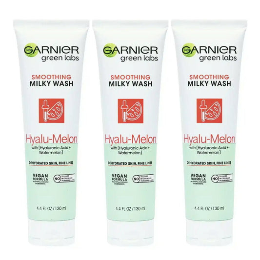 3 x Garnier Green Labs Hyalu-Melon Smoothing Milky Wash Cleanser 130mL