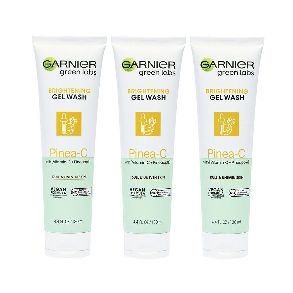 3 x Garnier Green Labs Pinea-C Brightening Gel Wash Cleanser 130mL