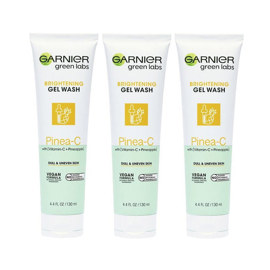 3 x Garnier Green Labs Pinea-C Brightening Gel Wash Cleanser 130mL