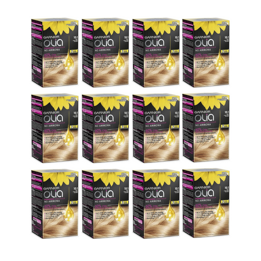 12 x Garnier Olia Bold Permanent Hair Colour 10.1 Very Light Ash Blonde
