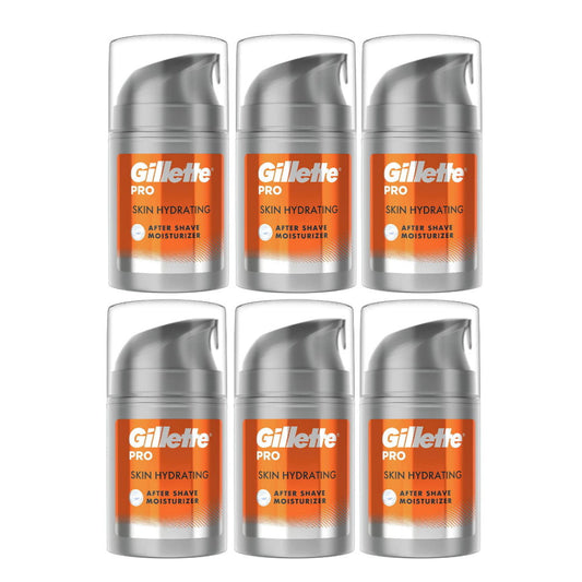 6 x Gillette Pro Skin Hydrating After Shave Moisturiser Men's 50ml with SPF15
