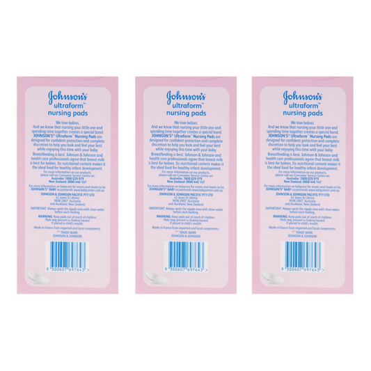 3 x Johnsons Ultraform Nursing Pads Secure Comfort and Discretion 24 contour pads