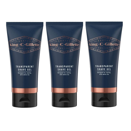 3 x King C Gillette Transparent Shave Gel 150ml