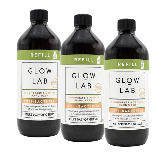 3pk Glow Lab Lemongrass & Vetiver Refill Hand Wash 600mL - Makeup Warehouse Australia 