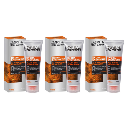 3 x LOreal Men Expert Hydra Energetic All in One Moisturiser for Normal Skin 75mL