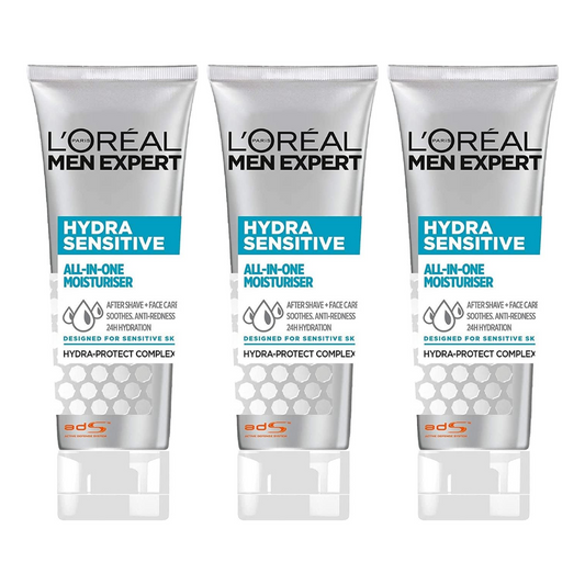 3 x LOreal Men Expert Hydra Sensitive All In One Moisturiser for Sensitive Skin 75mL