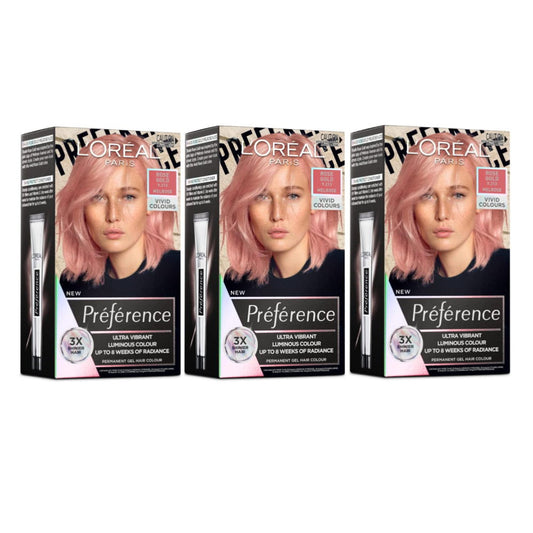 3 x LOreal Paris Preference Vivids Permanent Hair Colour 9.213 Melrose Rose Gold