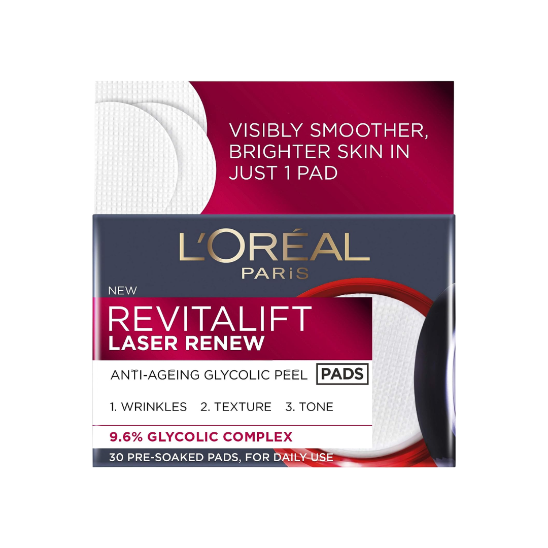 3 x LOreal Revitalift Laser Renew Anti Ageing Glycolic Peel 30 pack