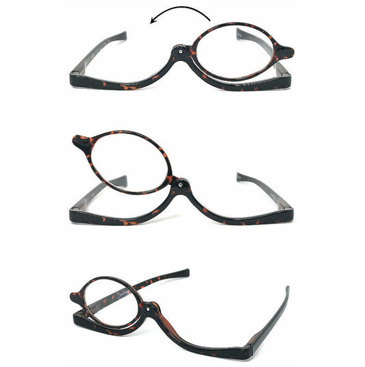 Dare to Wear Eye Make Up Eyeglasses Single Lens Rotating Glasses +1.50 Tortoiseshell