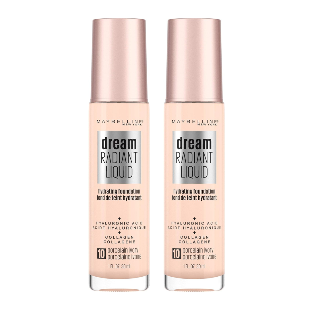 2pk Maybelline Dream Radiant Liquid Foundation 10 Porcelain Ivory - Makeup Australia Online Warehouse Store