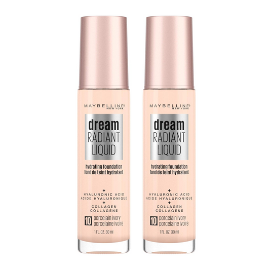 2pk Maybelline Dream Radiant Liquid Foundation 10 Porcelain Ivory - Makeup Australia Online Warehouse Store