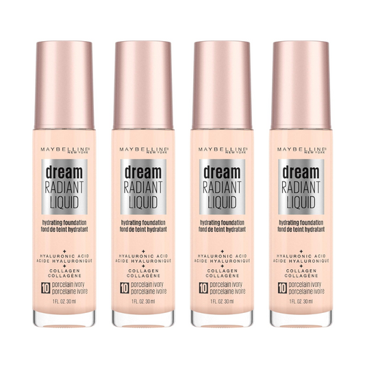 4 x Maybelline Dream Radiant Liquid Foundation 30ml 10 Porcelain Ivory - Shop Online and Buy Now