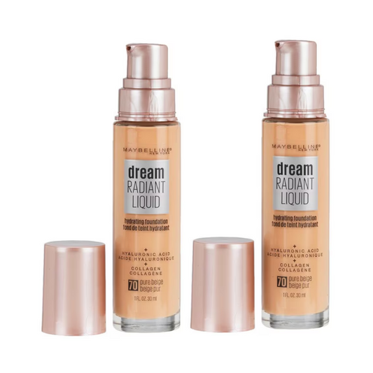 2pk Maybelline Dream Radiant Liquid Hydrating Foundation 70 Pure Beige