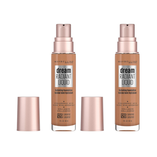 2 x Maybelline Dream Radiant Liquid Hydrating Foundation with Hyaluronic Acid 120 Caramel