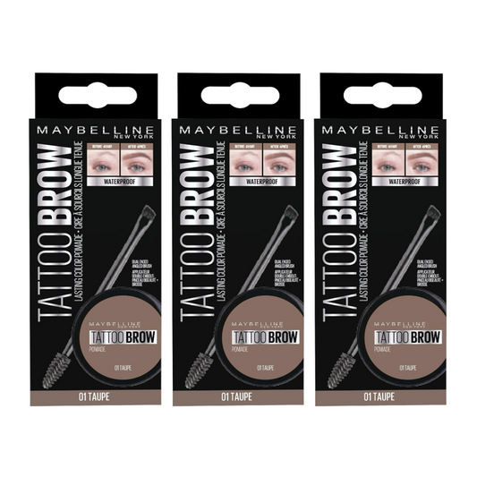 3 x Maybelline Tattoo Brow Pomade 01 Taupe