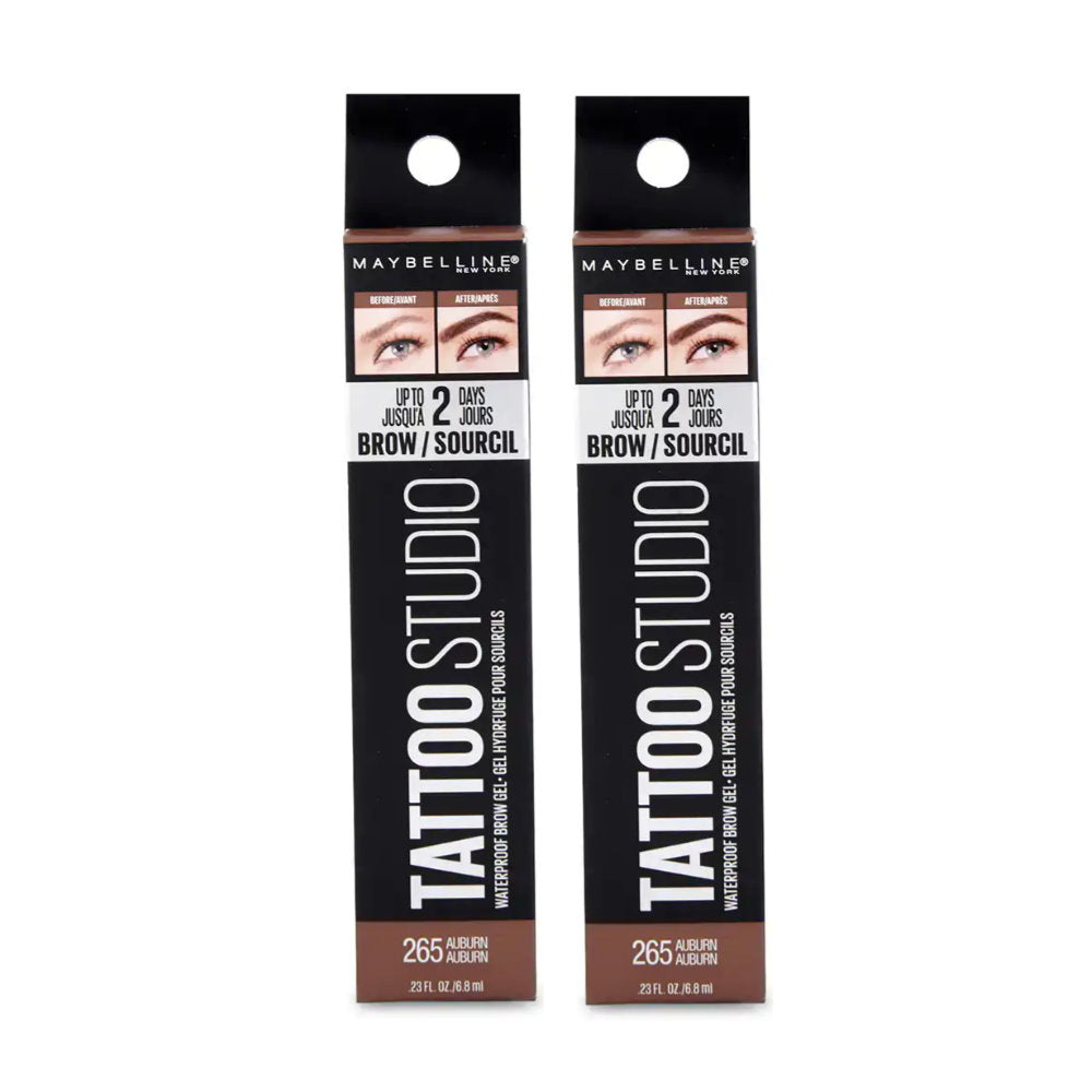 2 x Maybelline Tattoo Studio Waterproof Brow Gel 265 Auburn