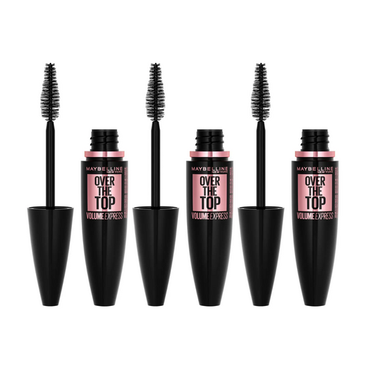 3 x Maybelline Volume Express Over The Top Washable Mascara Very Black (Carded)