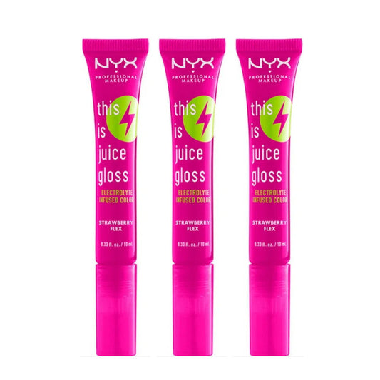 3 x NYX This is Juice Gloss Lip Gloss 10mL Strawberry Flex