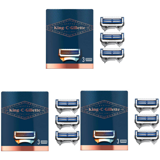 3x King C Gillette pk3 Neck Razor Blades