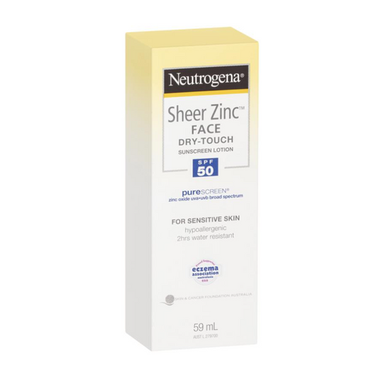 3 x Neutrogena Sheer Zinc Face Dry Touch Sunscreen Lotion SPF50 59mL EXPIRY 04/2024