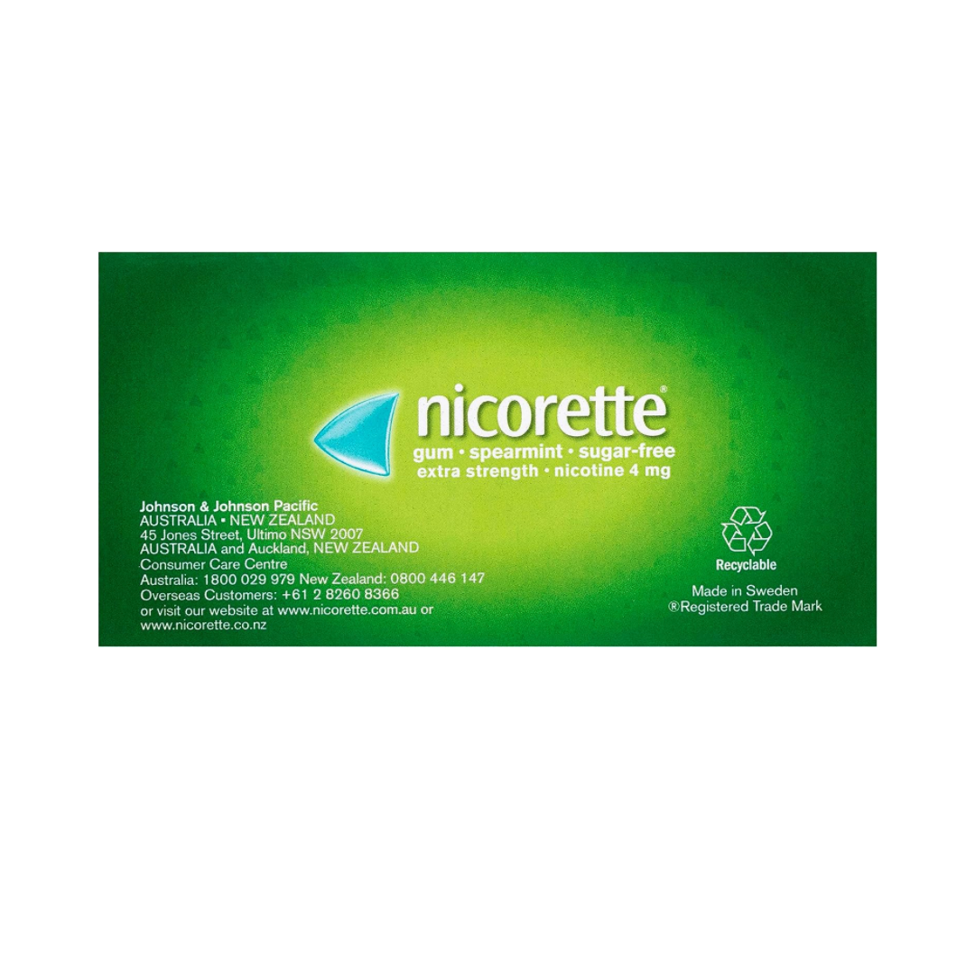 Nicorette Quit Smoking Nicotine Gum Spearmint Extra Strength 4mg 105 Pieces