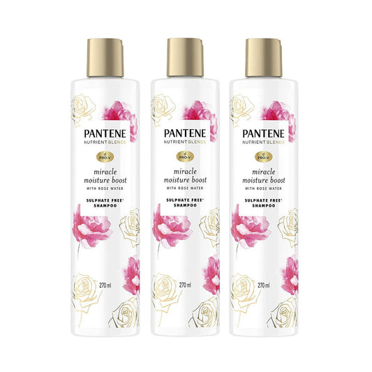 3 x Pantene Pro-V Nutrient Blends Miracle Moisture Boost Shampoo with Rose Water 270mL