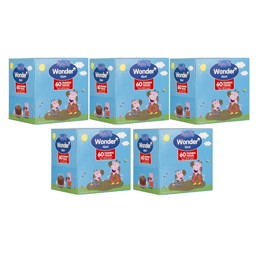 5 x Peppa Pig Wonder Training Tissues 3ply 60pack 180mm x 200mm