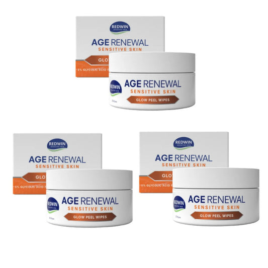 3 x Redwin Age Renewal Sensitive Skin Glow Peel Wipes 25 pack