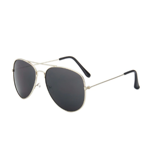 Rosy Lane Retro Aviator Sunglasses Silver Frame - Black Lens