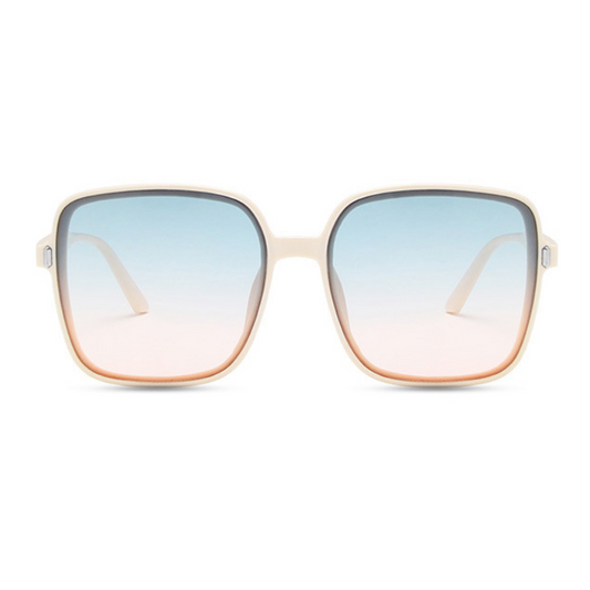 Rosy Lane Retro Rim Square Sunglasses Beige - Blue Pink Gradient